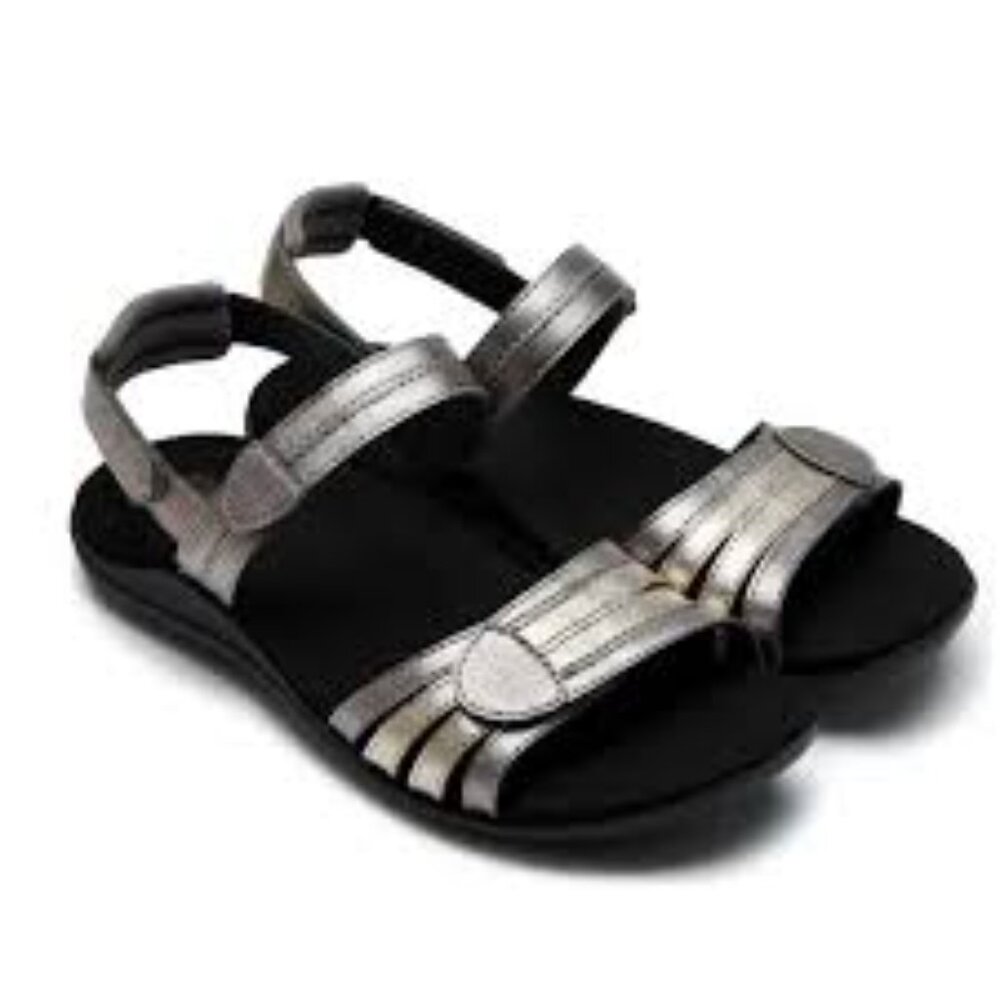 Abeo Women's‎ Silver Brynn BW052 Leather Classic Slingback Sandal Size 8.5